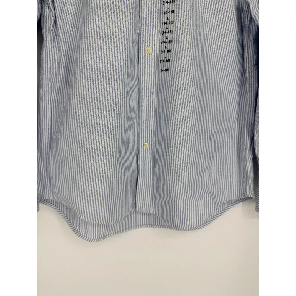 Ralph Lauren Boys Button Down Shirt Large Striped Oxford Preppy Classic